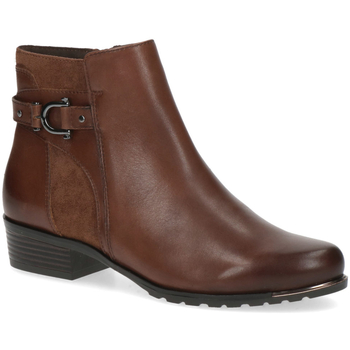 Chaussures Femme Bottines Caprice Boots Plate Camel Marron