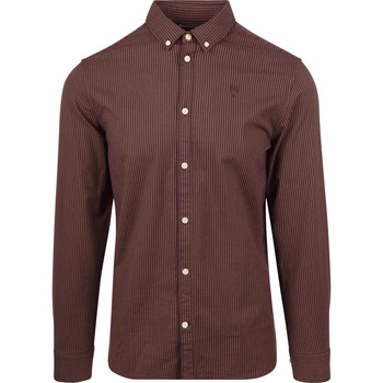 Vêtements Homme Chemises manches longues Knowledge Cotton Apparel ConnaissancesCotton Apparel Shirt Stripes Brown Marron