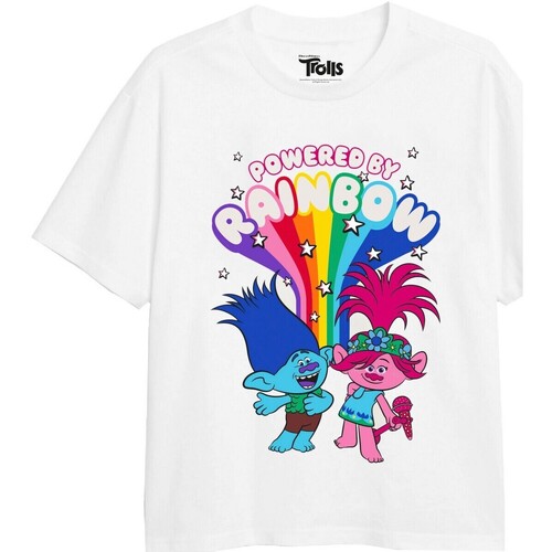 Vêtements Fille T-shirts manches longues Trolls Powered By Rainbows Blanc