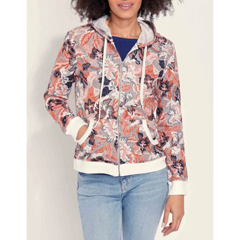 Vêtements Femme Gilets / Cardigans T-shirt Coton Bio Imprimé Sweat zippé maille jacquard YUMI Rose