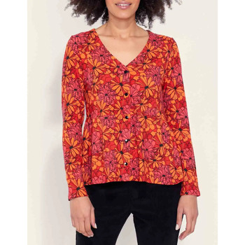 Vêtements Femme Tops / Blouses Tunique Imprimée Coton Biokong Top imprimé maille chaude boutonné EYAD Rouge