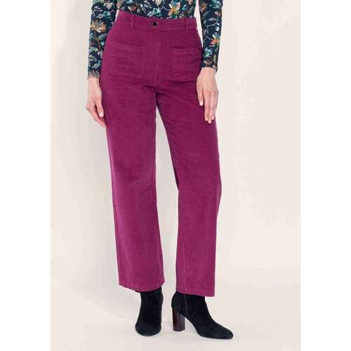 Vêtements Femme Pantalons Leggings sælges separatkong Pantalon large velours côtelé uni SAYA Violet