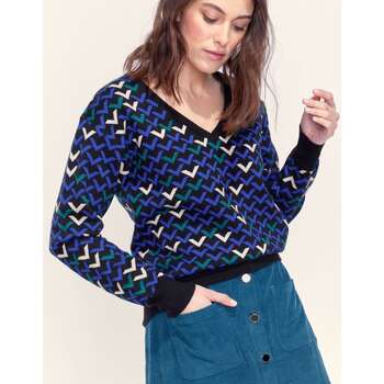 Vêtements Femme Pulls Tunique Imprimée Coton Biokong Pull jacquard à motif JAYDEN Bleu