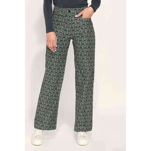 Vêtements Femme Pantalons Livraison gratuite* et Retour offertkong Pantalon large imprimé velours lisse SAYA Vert