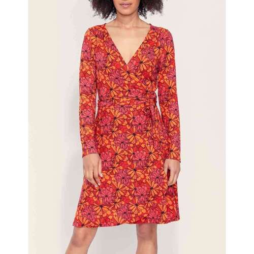 Vêtements Femme Robes courtes Coco & Abricotkong Robe portefeuille maille jersey BALINA Rouge