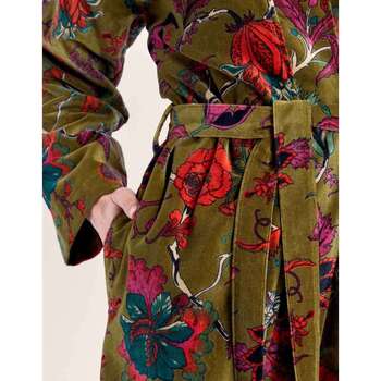 La Fiancee Du Mekong Kimono long imprimé velours lisse KIMLO Kaki