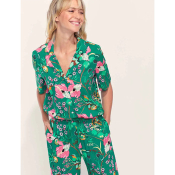 Vêtements Femme Pyjamas / Chemises de nuit Helvetica - Desi Chemise pyjama imprimée fluide Ecovero KINNAUR Vert