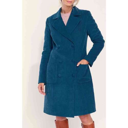 Vêtements Femme Manteaux Short Coton Lahadkong Manteau velours côtelé uni mi-long BARINA Bleu