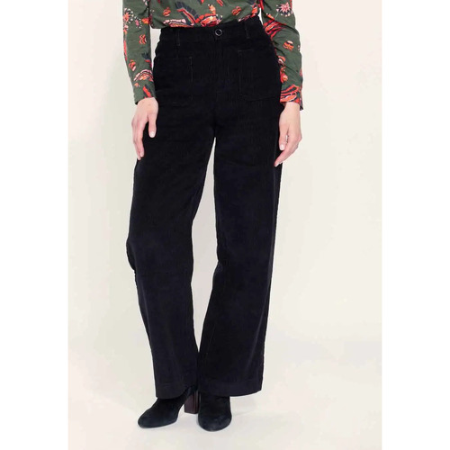 Vêtements Femme Pantalons Top 5 des venteskong Pantalon large velours côtelé uni SAYA Noir