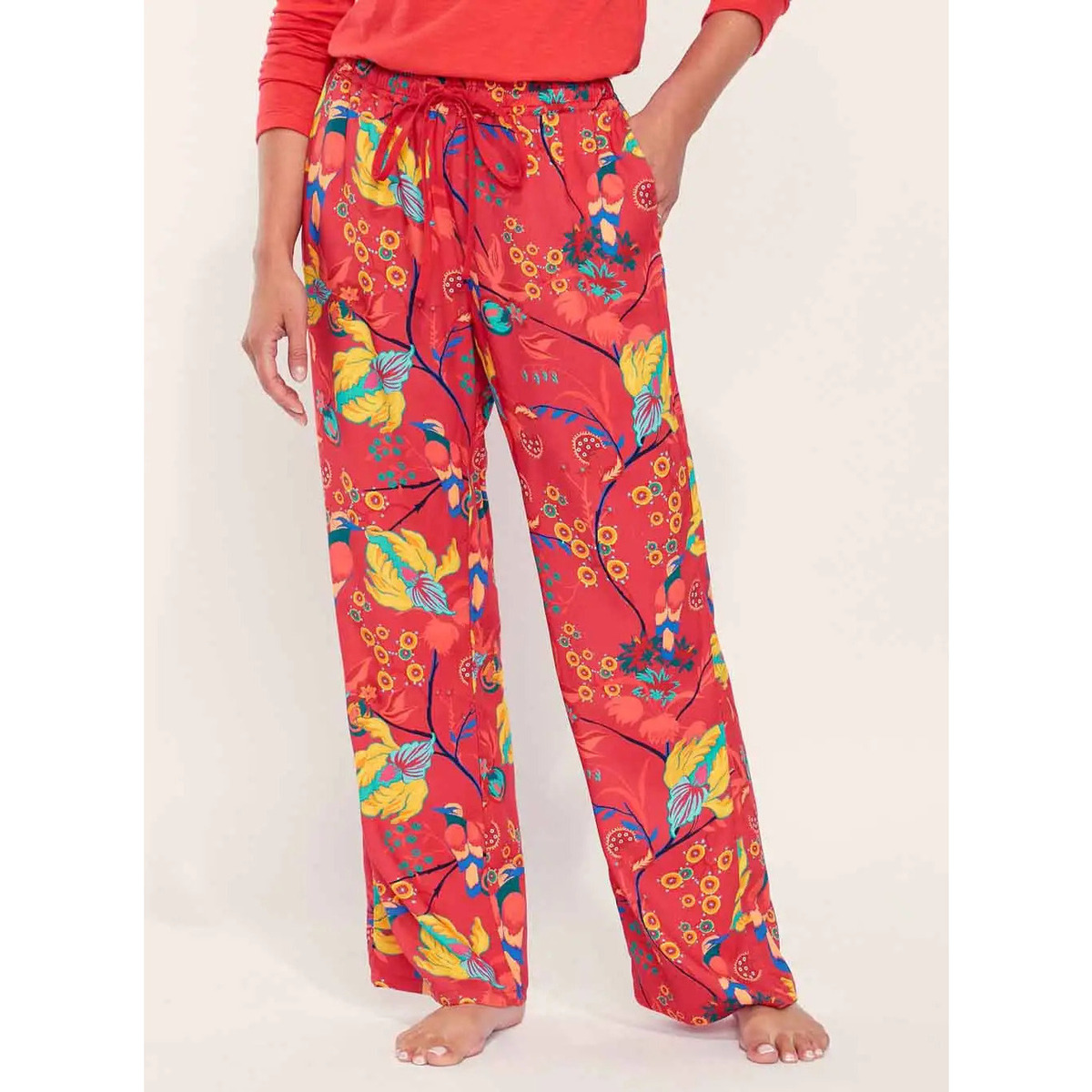 Vêtements Femme Pyjamas / Chemises de nuit La Fiancee Du Mekong Pantalon pyjama imprimé fluide Ecovero LILLIUM Rouge
