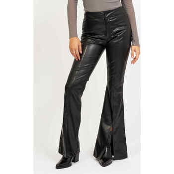 Vêtements Femme Pantalons Silvian Heach Pantalon en éco-cuir avec taille moyenne Noir