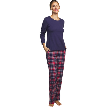 Vêtements Femme Pyjamas / Chemises de nuit Selmark Pyjama pantalon haut manches longues Big Family Bleu