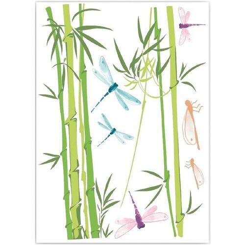 Livraison gratuite* et Retour offert Stickers Sud Trading Autocollant Mural libellules Bambou Vert