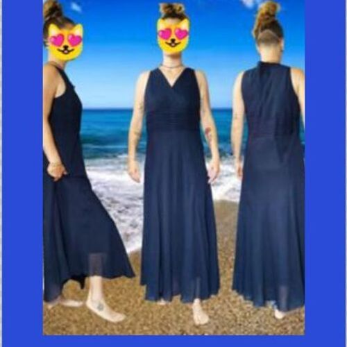 Vêtements Femme Robes longues Bleu Bonheur robe longue légère marine T44 Neuve Bleu