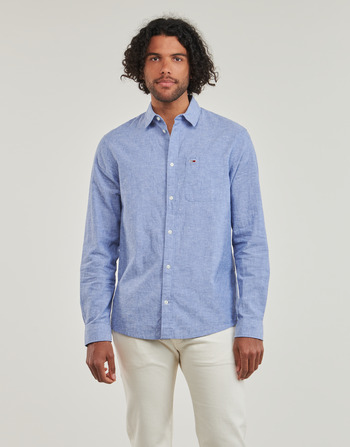 Vêtements Homme Chemises manches longues Tommy Jeans TJM REG LINEN BLEND SHIRT Bleu
