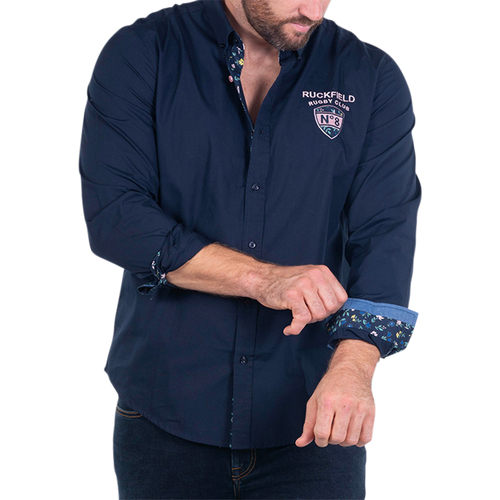 Vêtements Homme Chemises Navy longues Ruckfield Chemise coton Bleu