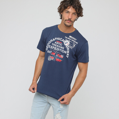 Vêtements Homme T-shirts & Polos Geographical Norway JERGEN t-shirt pour homme Bleu