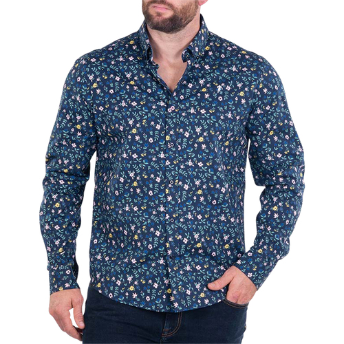 Vêtements Homme Chemises Navy longues Ruckfield Chemise coton Bleu