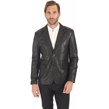 Vêtements Homme Vestes / Blazers La Canadienne Blazer cuir noir homme-041753 Noir
