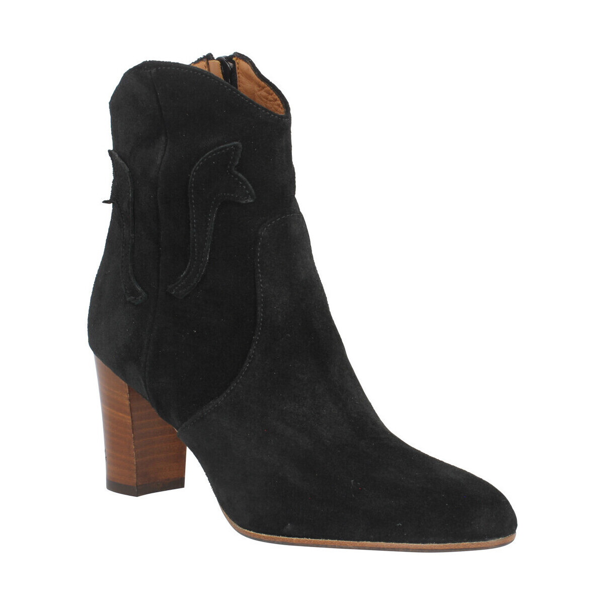 Chaussures Femme Bottines Les Venues 9851 Velours Femme Nero Noir