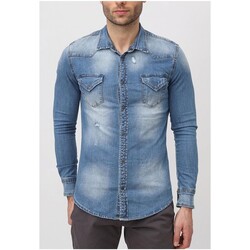 Vêtements Homme Chemises manches longues Kebello Chemise en jeans Bleu H Bleu