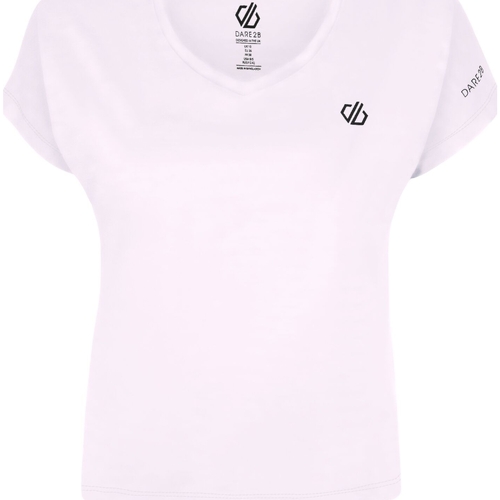Vêtements Femme lace-overlay structured-shoulder T-shirt Dare 2b Refining Blanc