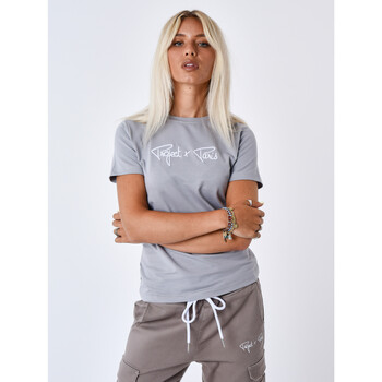 Vêtements Femme T-shirts & Polos Cotton Piquet Bandana Shirt Tee Shirt F221121 Gris
