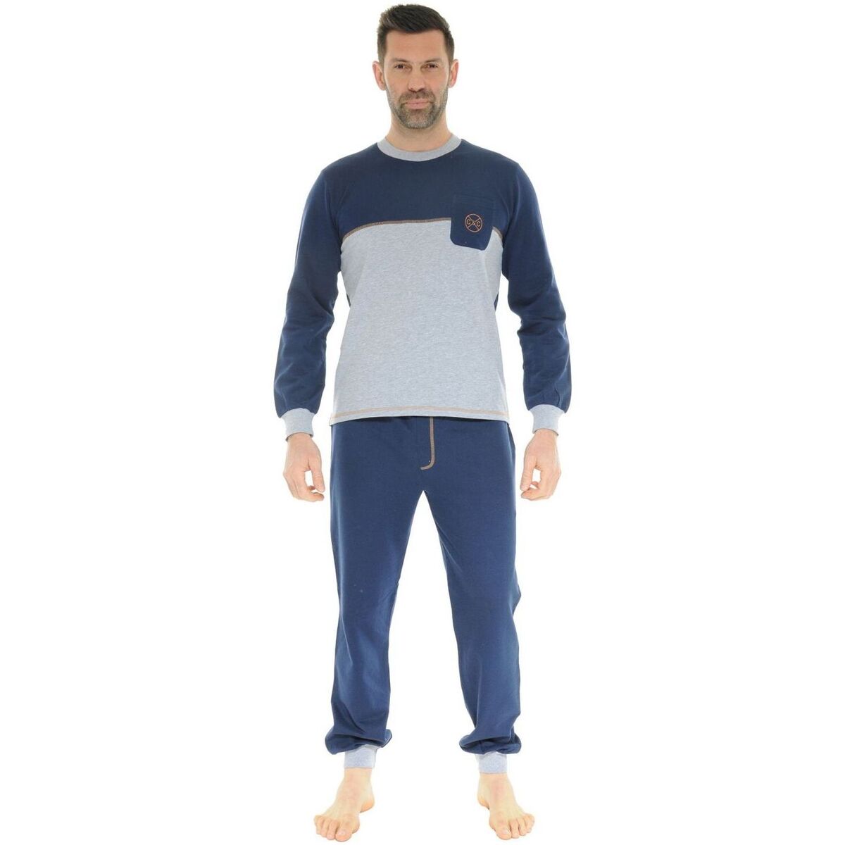 Vêtements Homme Pyjamas / Chemises de nuit Christian Cane PYJAMA LONG JOGGING BLEU DORIAN Bleu