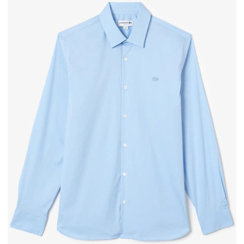 Vêtements Homme Chemises manches longues Lacoste Chemise  bleu clair ajustée en coton stretch Bleu