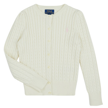 Vêtements Fille Gilets / Cardigans Polo Ralph Lauren MINI CABLE-TOPS-SWEATER Blanc / White