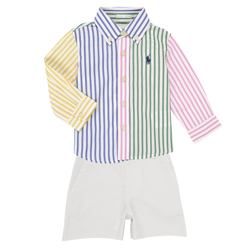 Vêtements Garçon Ensembles enfant Ls Po Hood-tops-knit LS BD FNSHRT-SETS-SHORT SET Multicolore