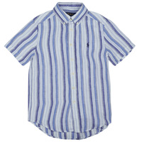 Vêtements Garçon Chemises manches courtes Polo Ralph Lauren  Bleu Ciel / Blanc