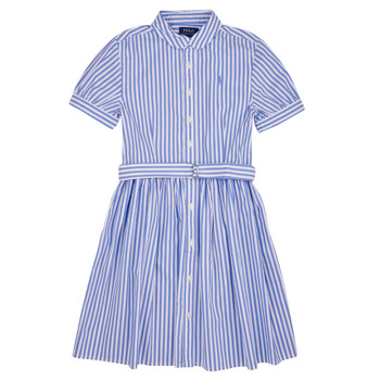 Vêtements Fille Robes courtes Polo Ralph Lauren FAHARLIDRSS-DRESSES-DAY DRESS Bleu / Blanc - Cabana Blue / White
