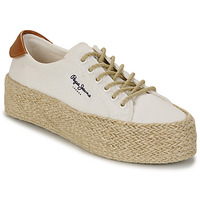Chaussures flared Baskets basses Pepe motif jeans KYLE CLASSIC Blanc / Marron