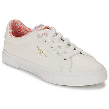 Chaussures Fille Baskets basses Pepe jeans Riley KENTON BASS G Blanc / Rose