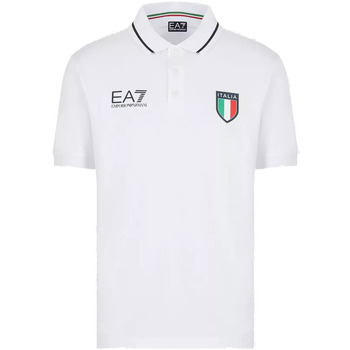 Vêtements Homme T-shirts & Polos armani exchange logo print wide sleeved jumper item copy of T-shirt Polo homme EA7 8npfc0 pca2z bleu foncé Blanc