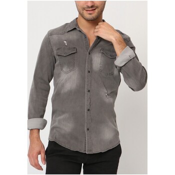 chemise kebello  chemise en jeans slim fit gris h 