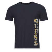 Vêtements P1401 T-shirts manches courtes Guess SS CN VERTICAL GUESS TEE Marine