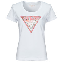 Vêtements Femme T-shirts manches courtes metal Guess RN SATIN TRIANGLE Blanc