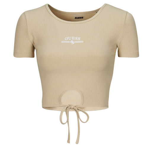 Vêtements Femme T-shirts manches courtes unveiled Guess NYRA RIB Beige