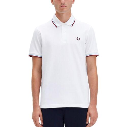 Vêtements Homme Polos manches longues Fred Perry  Blanc
