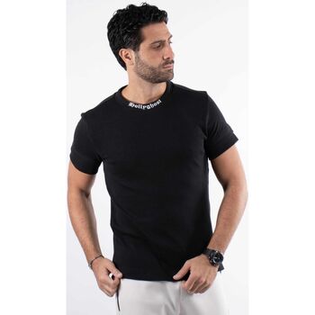 Vêtements Homme T-shirts manches courtes Hollyghost T-shirt kaki avec impression sur col Noir