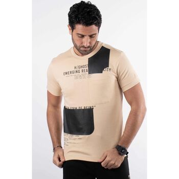 Vêtements Homme T-shirts manches courtes Hollyghost T-shirt beige avec imprimés Beige