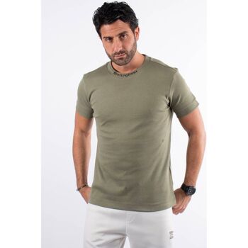 Vêtements Homme T-shirts manches courtes Hollyghost T-shirt kaki avec impression sur col Kaki
