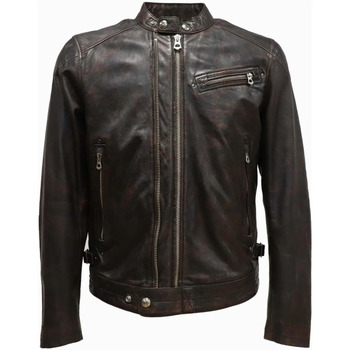Vêtements Homme Vestes en cuir / synthétiques Daytona SENEY KANWAL VEG BLACK / COGNAC Marron