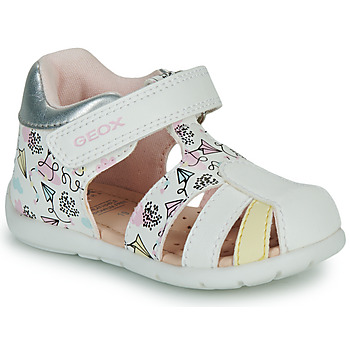 Chaussures Fille D Aurely 50 Geox B ELTHAN GIRL Blanc / Rose / Jaune