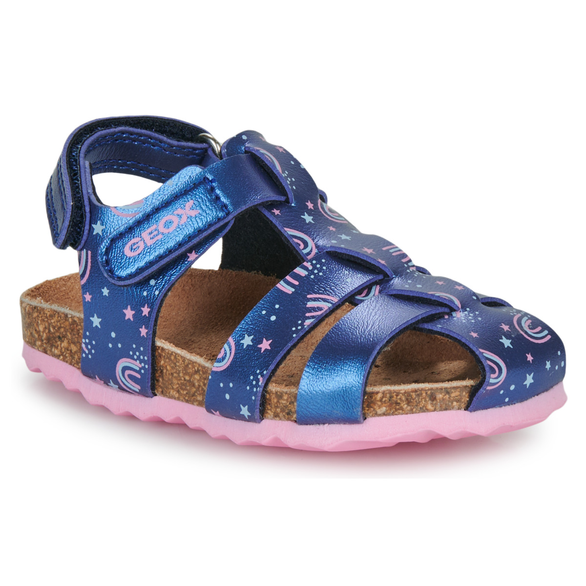 Chaussures Fille Sandales et Nu-pieds Geox B SANDAL CHALKI GIRL Bleu / Rose