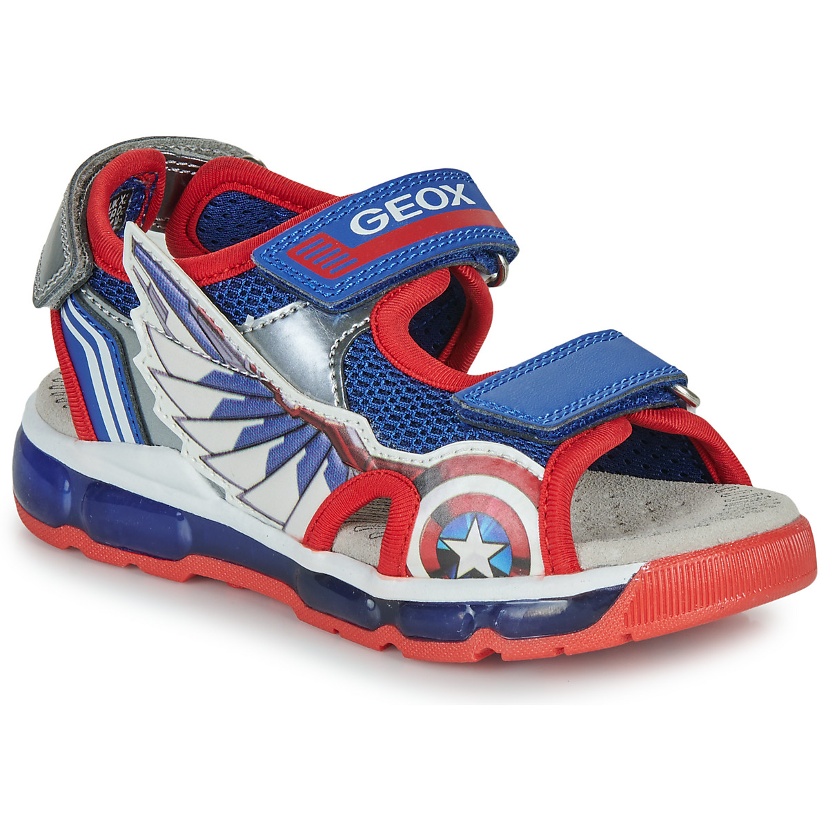 Chaussures Garçon Hocleo Sandales et Nu-pieds Geox J Hocleo SANDAL ANDROID BOY Bleu / Rouge / Blanc