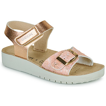 Chaussures Fille Tableaux / toiles Geox J SANDAL COSTAREI GI Rose / Doré