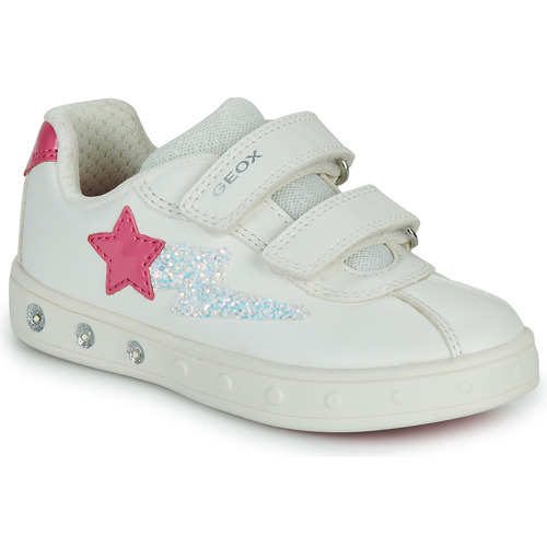 Chaussures Fille Baskets basses Geox J SKYLIN GIRL Blanc / Rose